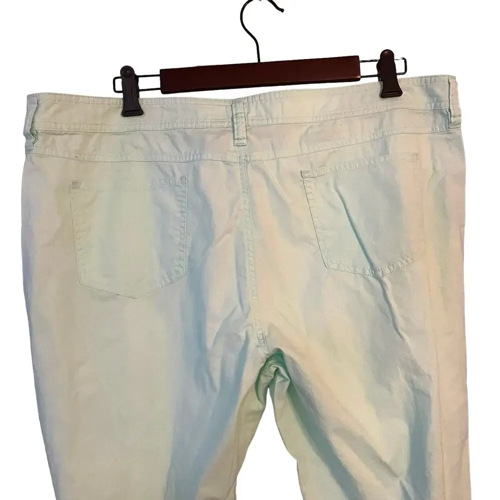 Garnet Hill Green Summer Pants 100% Cotton Preppy Golf Womans 12